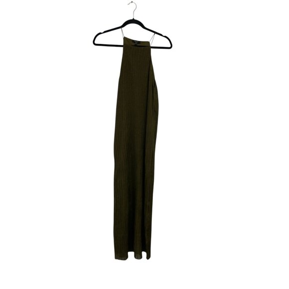 Massimo Dutti Womens Midi Dress M Medium Green Ribbed Sleeveless 6618/936 NWT - Picture 3 of 14